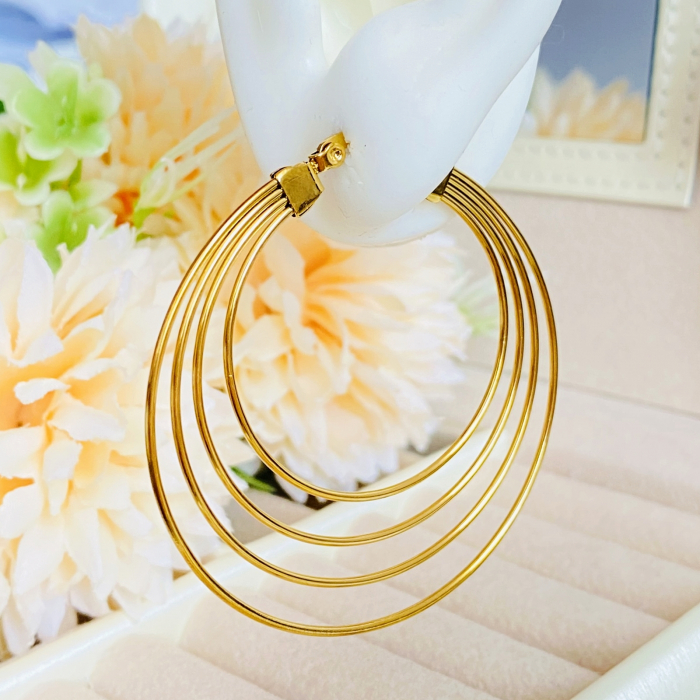 Cercei Rotunzi Hoop Mari - Otel Inoxidabil, Cercei Surub, Cercei Dama, Bijuterii Inox [7]