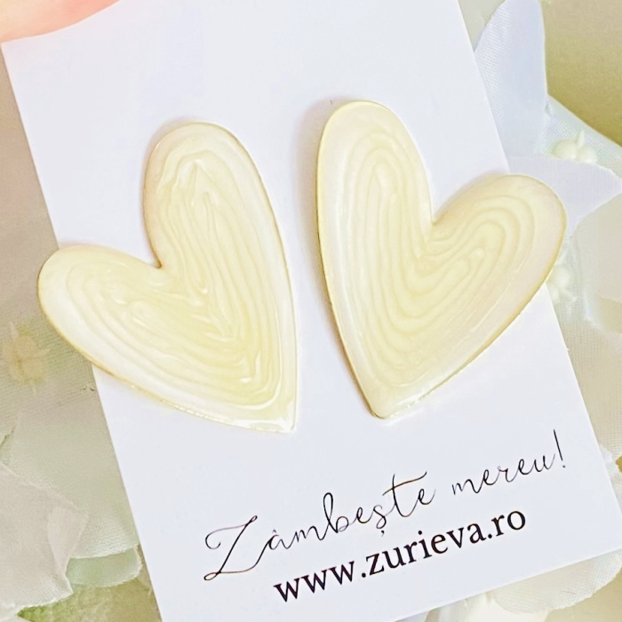 Cercei Inimi Albe, Cercei Dama, Bijuterii Femei [4]