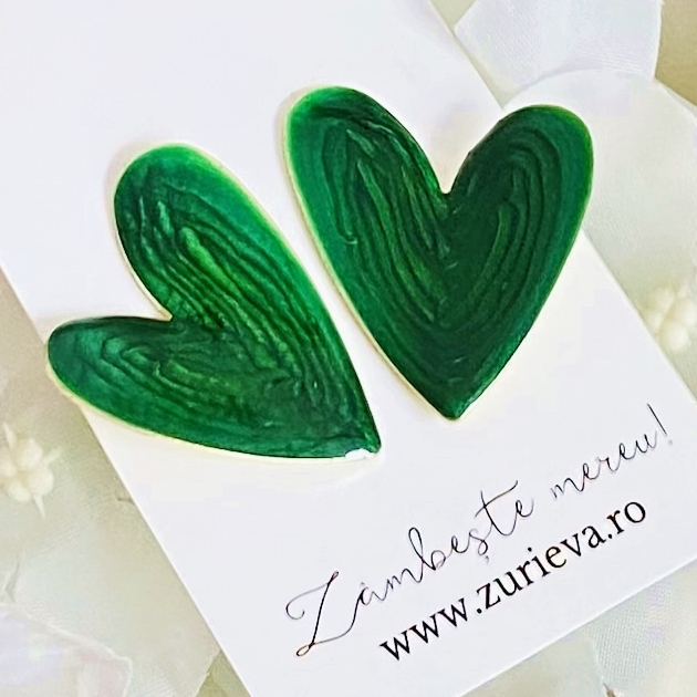 Cercei Inimi Verde Smarald, Cercei Dama, Bijuterii Femei [5]