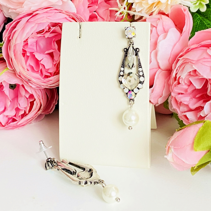 Cercei Lungi Cristale Argintii, Cercei Dama, Bijuterii Femei [6]