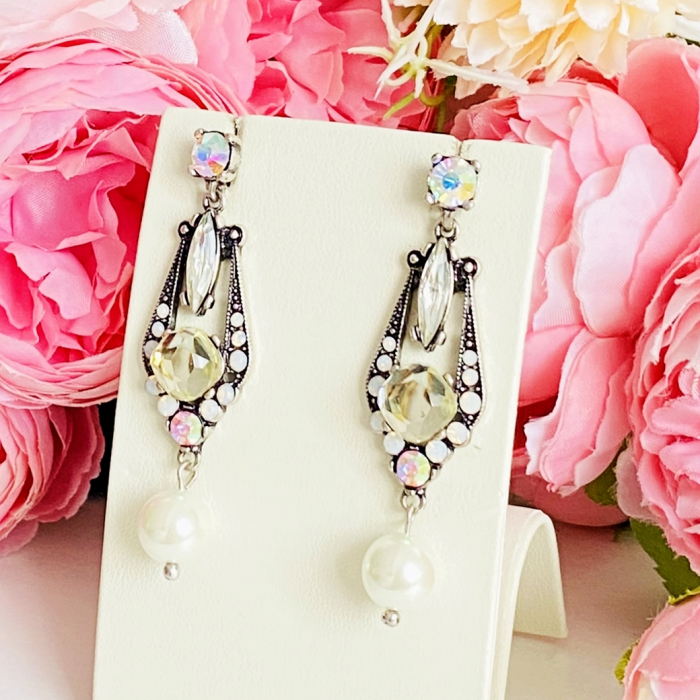 Cercei Lungi Cristale Argintii, Cercei Dama, Bijuterii Femei [4]