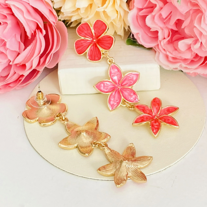 Cercei Lungi Flori Roz, Cercei Dama, Bijuterii Femei [7]