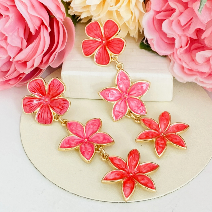 Cercei Lungi Flori Roz, Cercei Dama, Bijuterii Femei [3]