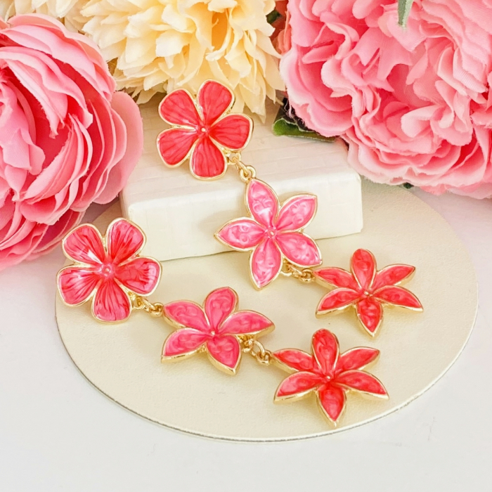 Cercei Lungi Flori Roz, Cercei Dama, Bijuterii Femei [5]