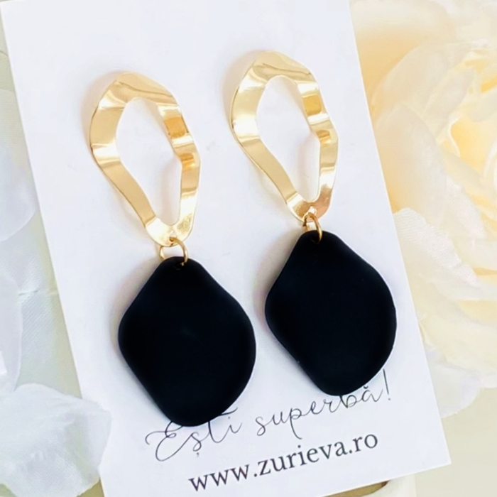 Cercei Auriu & Negru, Cercei Dama, Bijuterii Femei [3]