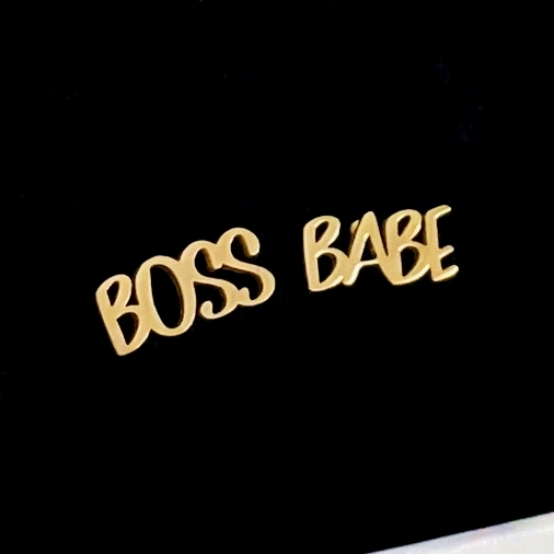 Cercei Boss Babe - Otel Inoxidabil, Cercei Surub, Cercei Dama, Bijuterii Inox [3]