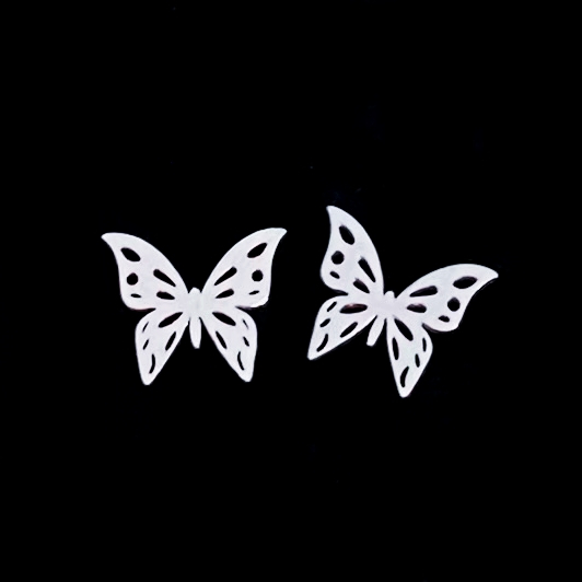 Cercei Fluturi Argintii - Otel Inoxidabil, Cercei Surub, Cercei Dama, Bijuterii Inox [2]