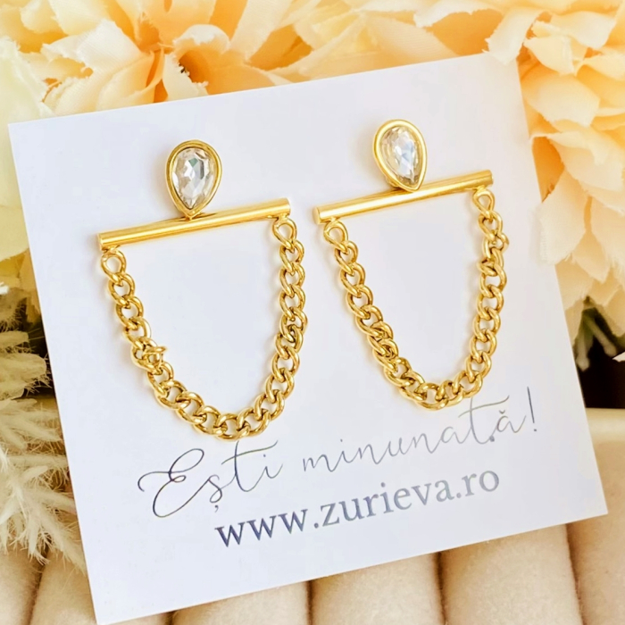 Cercei 2 in 1 Eleganti - Otel Inoxidabil, Cercei Surub, Cercei Dama, Bijuterii Inox [6]