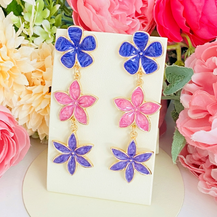 Cercei Lungi Flori Mov, Cercei Dama, Bijuterii Femei [5]