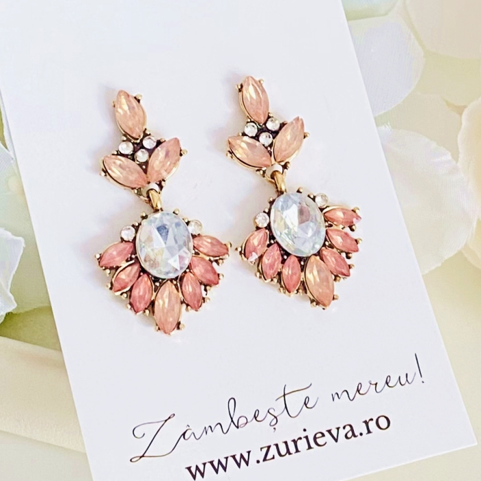 Cercei Mia Cristale Roz, Cercei Dama, Bijuterii Femei [4]