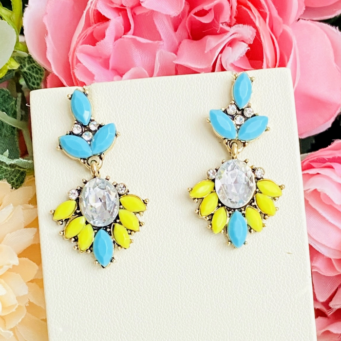 Cercei Mia Cristale Albastre Galbene, Cercei Dama, Bijuterii Femei [7]