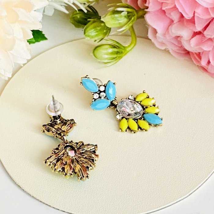 Cercei Mia Cristale Albastre Galbene, Cercei Dama, Bijuterii Femei [6]