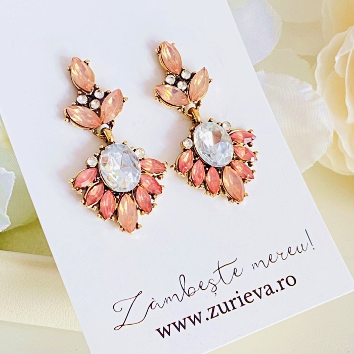 Cercei Mia Cristale Roz, Cercei Dama, Bijuterii Femei [7]