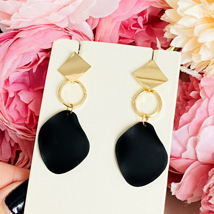 Cercei Aurii Negri, Cercei Dama, Bijuterii Femei [2]