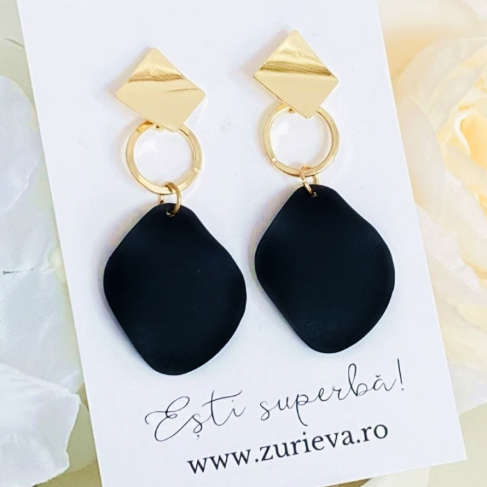 Cercei Aurii Negri, Cercei Dama, Bijuterii Femei [6]