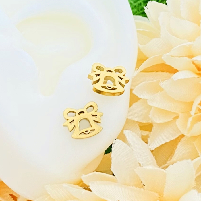 Cercei Mini Clopotei Craciun - Otel Inoxidabil, Cercei Surub, Cercei Dama, Bijuterii Inox [5]