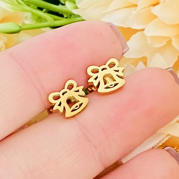 Cercei Mini Clopotei Craciun - Otel Inoxidabil, Cercei Surub, Cercei Dama, Bijuterii Inox [6]