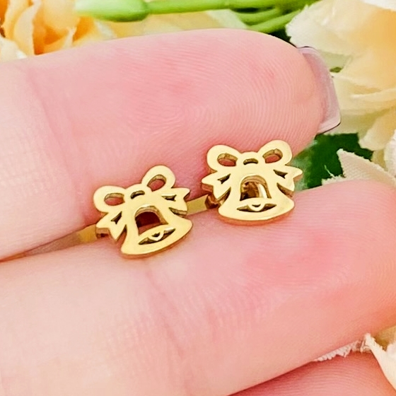 Cercei Mini Clopotei Craciun - Otel Inoxidabil, Cercei Surub, Cercei Dama, Bijuterii Inox [4]