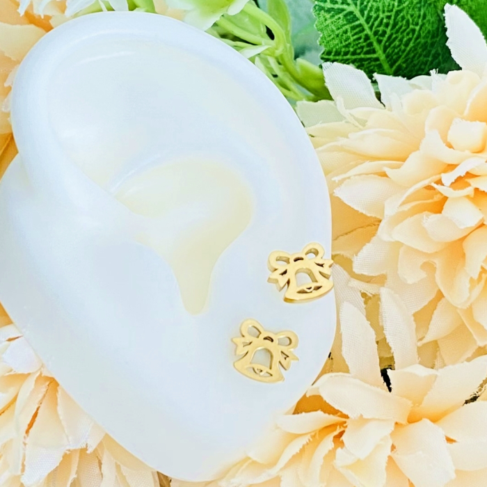 Cercei Mini Clopotei Craciun - Otel Inoxidabil, Cercei Surub, Cercei Dama, Bijuterii Inox [7]