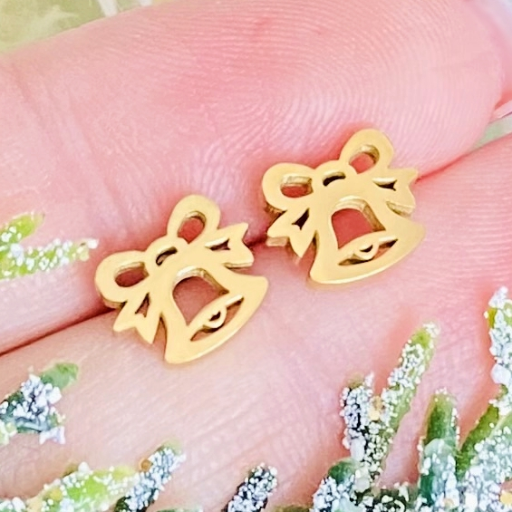 Cercei Mini Clopotei Craciun - Otel Inoxidabil, Cercei Surub, Cercei Dama, Bijuterii Inox [8]