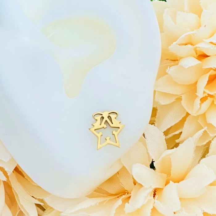 Cercei Mini Stea Craciun - Otel Inoxidabil, Cercei Surub, Cercei Dama, Bijuterii Inox [8]