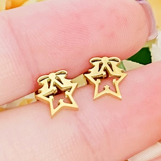 Cercei Mini Stea Craciun - Otel Inoxidabil, Cercei Surub, Cercei Dama, Bijuterii Inox [4]