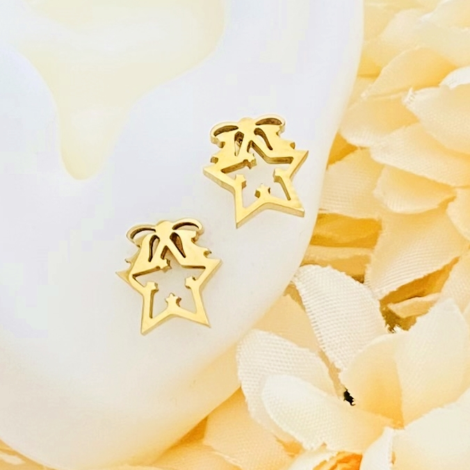 Cercei Mini Stea Craciun - Otel Inoxidabil, Cercei Surub, Cercei Dama, Bijuterii Inox [5]