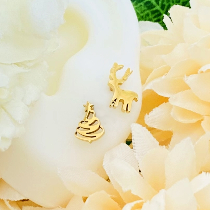 Cercei Mini Brad & Ren - Otel Inoxidabil, Cercei Surub, Cercei Dama, Bijuterii Inox [4]