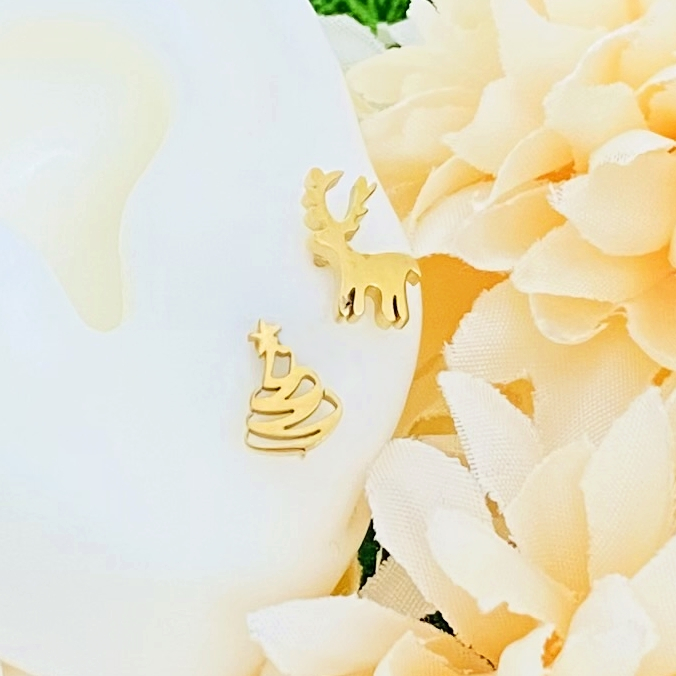 Cercei Mini Brad & Ren - Otel Inoxidabil, Cercei Surub, Cercei Dama, Bijuterii Inox [5]