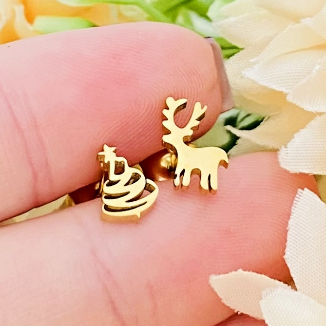 Cercei Mini Brad & Ren - Otel Inoxidabil, Cercei Surub, Cercei Dama, Bijuterii Inox [6]