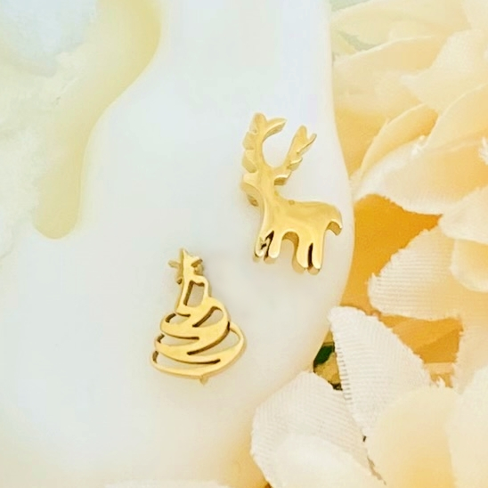 Cercei Mini Brad & Ren - Otel Inoxidabil, Cercei Surub, Cercei Dama, Bijuterii Inox [7]