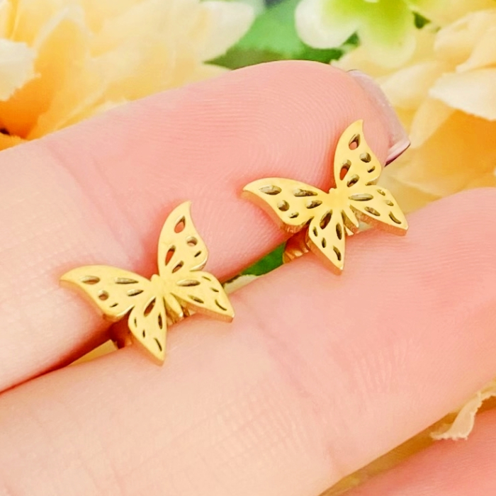 Cercei Mini Fluturi - Otel Inoxidabil, Cercei Surub, Cercei Dama, Bijuterii Inox [4]