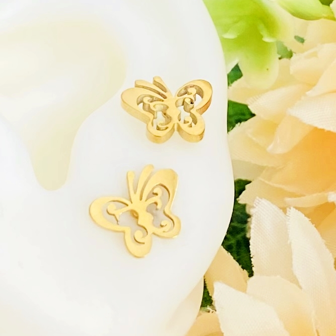 Cercei Mini Fluturasi - Otel Inoxidabil, Cercei Surub, Cercei Dama, Bijuterii Inox [1]