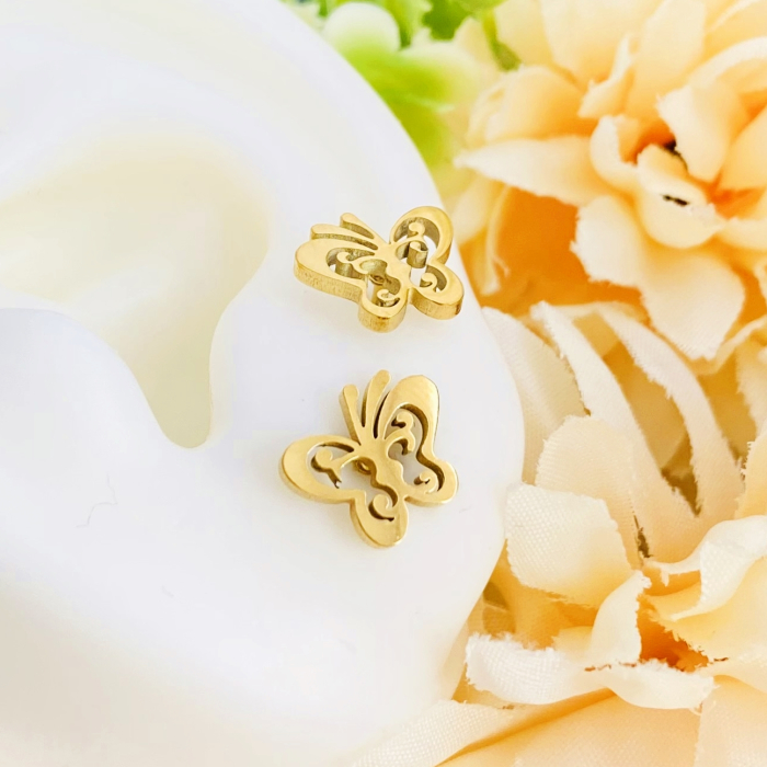 Cercei Mini Fluturasi - Otel Inoxidabil, Cercei Surub, Cercei Dama, Bijuterii Inox [6]