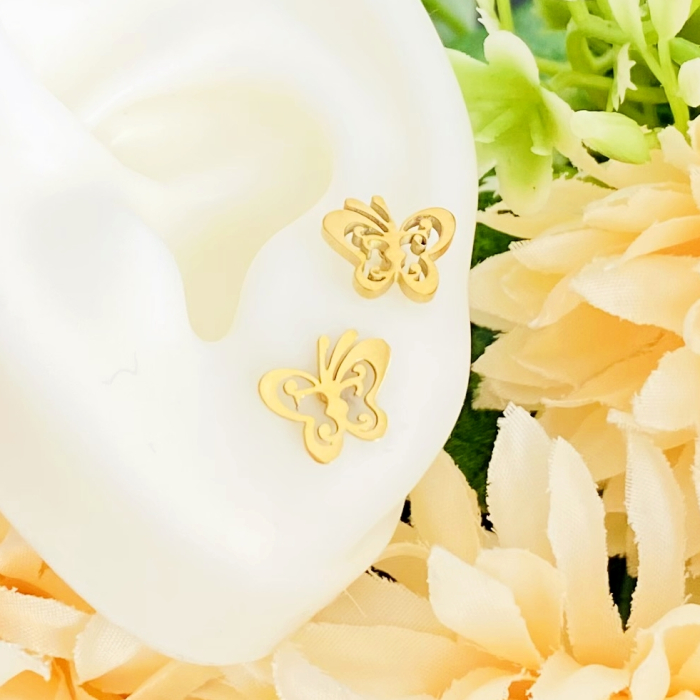 Cercei Mini Fluturasi - Otel Inoxidabil, Cercei Surub, Cercei Dama, Bijuterii Inox [5]