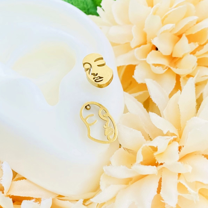 Cercei Mini Faces - Otel Inoxidabil, Cercei Surub, Cercei Dama, Bijuterii Inox [3]