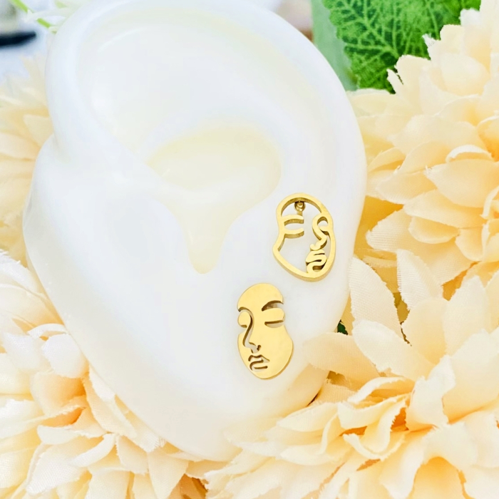 Cercei Mini Faces - Otel Inoxidabil, Cercei Surub, Cercei Dama, Bijuterii Inox [7]