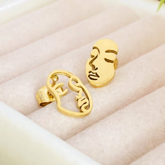 Cercei Mini Faces - Otel Inoxidabil, Cercei Surub, Cercei Dama, Bijuterii Inox [4]