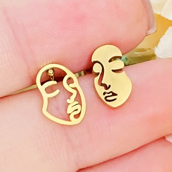 Cercei Mini Faces - Otel Inoxidabil, Cercei Surub, Cercei Dama, Bijuterii Inox [2]