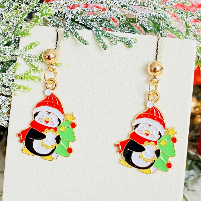 Cercei Pinguini Brad Craciun, Cercei Craciun Secret Santa, Cercei Dama [4]