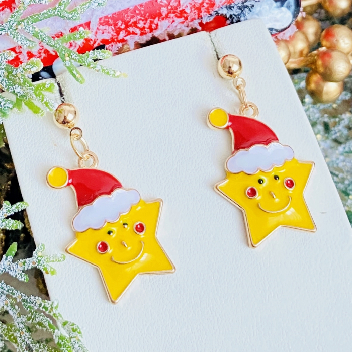 Cercei Stele Galbene Craciun, Cercei Craciun Secret Santa, Cercei Dama [3]