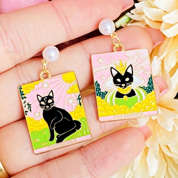 Cercei Pisici Negre & Tarot, Cercei Dama, Bijuterii Femei [2]
