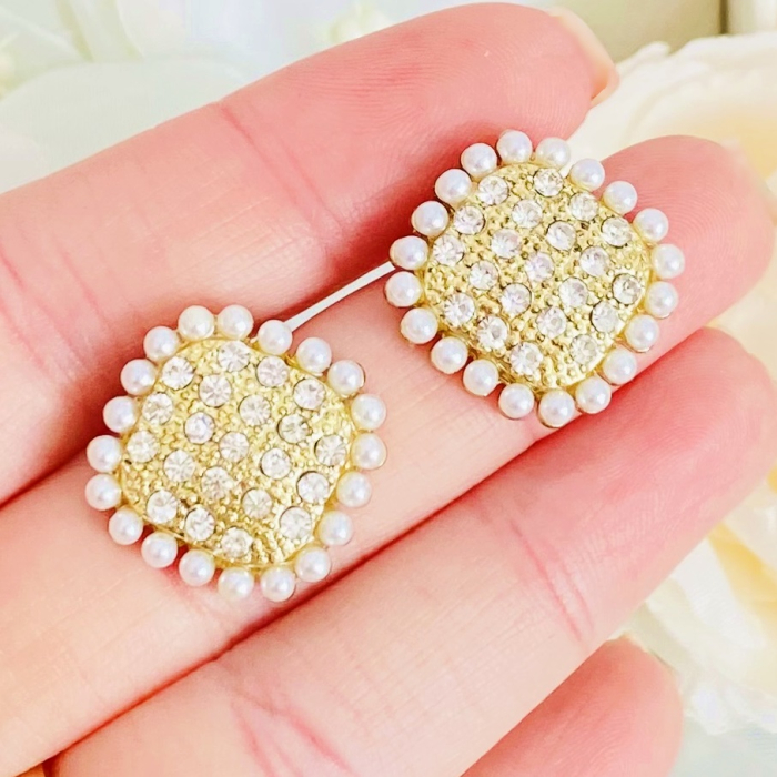 Cercei Romb Perlute Cristale, Cercei Dama, Bijuterii Femei [2]