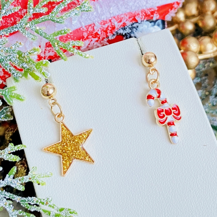 Cercei Stea Candy Cane, Cercei Craciun Secret Santa, Cercei Dama [4]