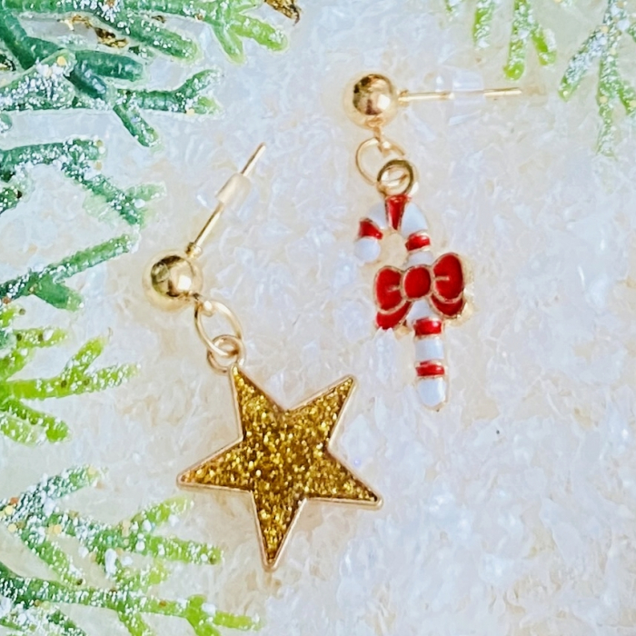 Cercei Stea Candy Cane, Cercei Craciun Secret Santa, Cercei Dama [3]