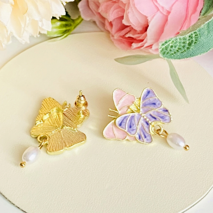 Cercei Fluturi Roz & Mov, Cercei Dama, Bijuterii Femei [7]