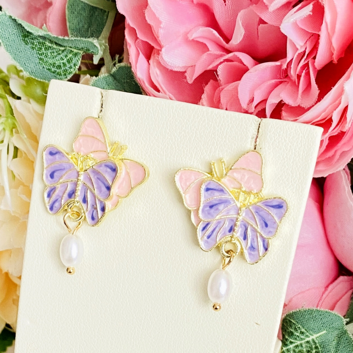 Cercei Fluturi Roz & Mov, Cercei Dama, Bijuterii Femei [6]