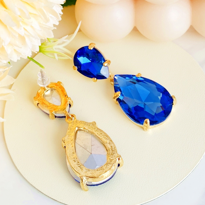 Cercei Lungi Cristale Albastre, Cercei Dama, Bijuterii Femei [4]