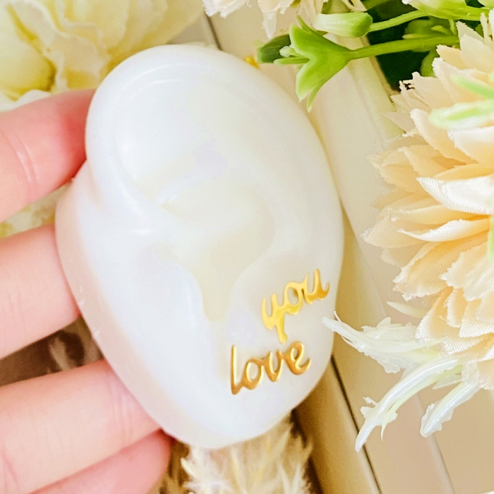 Cercei Aurii Love You - Otel Inoxidabil, Cercei Surub, Cercei Dama, Bijuterii Inox [1]