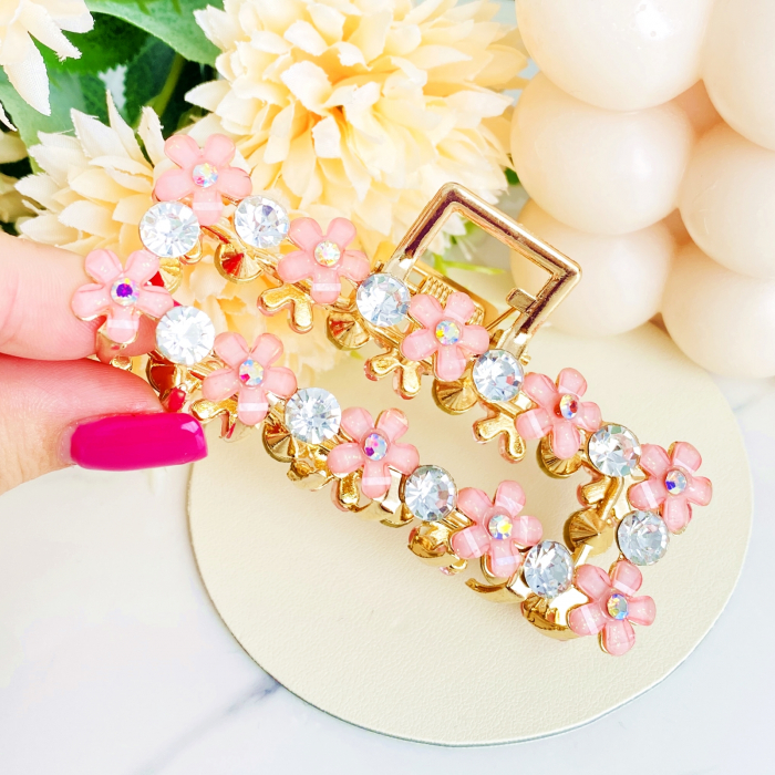 Clama Flori Roz, Agrafa de Par, Accesorii Par, Clama metal [7]